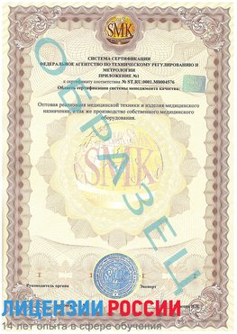 Образец сертификата соответствия (приложение) Курск Сертификат ISO 13485